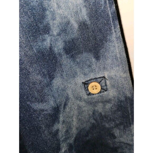 Rocawear Shirt Mens Large Blue Denim Tie Dye Acid Wash Roll Tab Long Sleeve - Picture 7 of 10